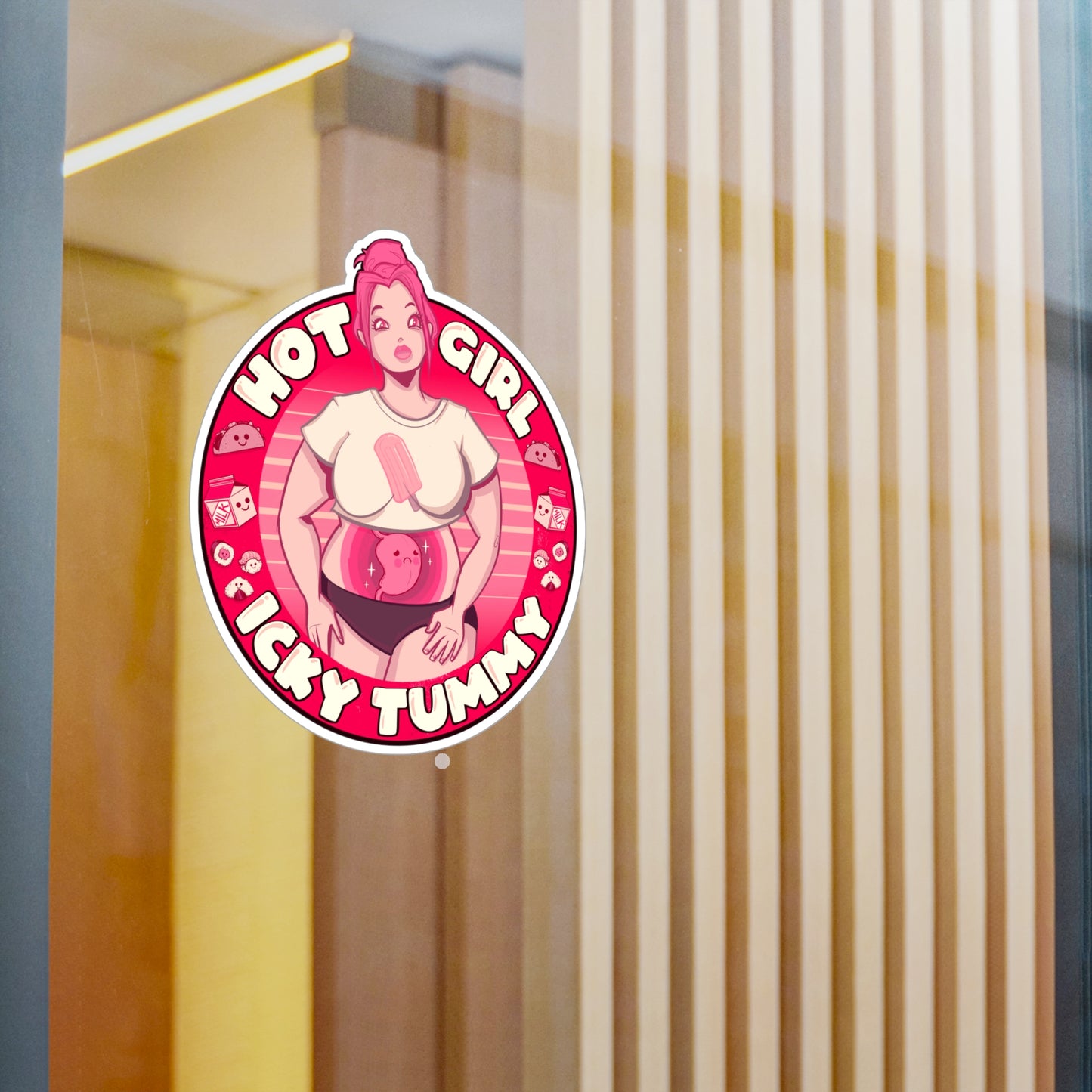 Hot Girl Icky Tummy Kiss-Cut Vinyl Decal