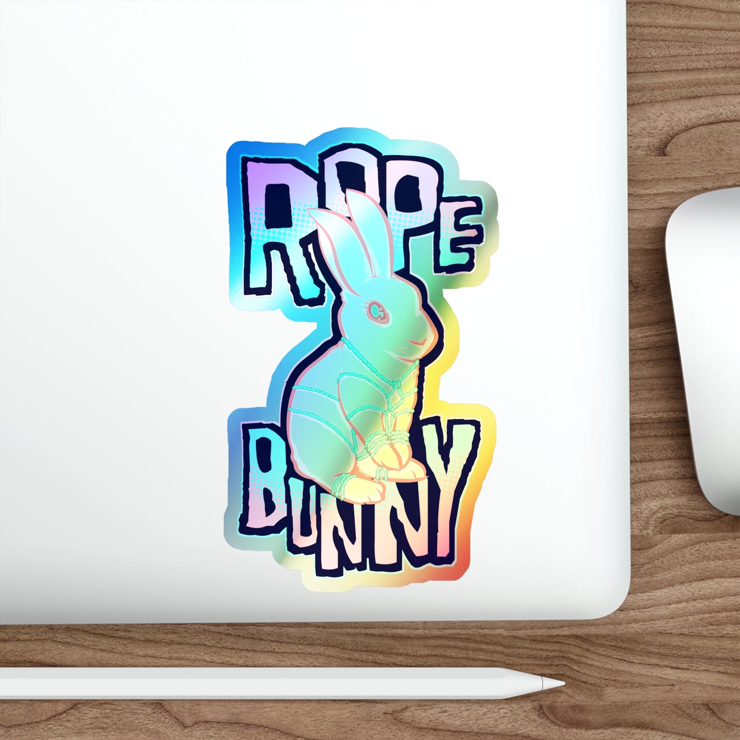 Rope Bunny Holographic Die-cut Stickers