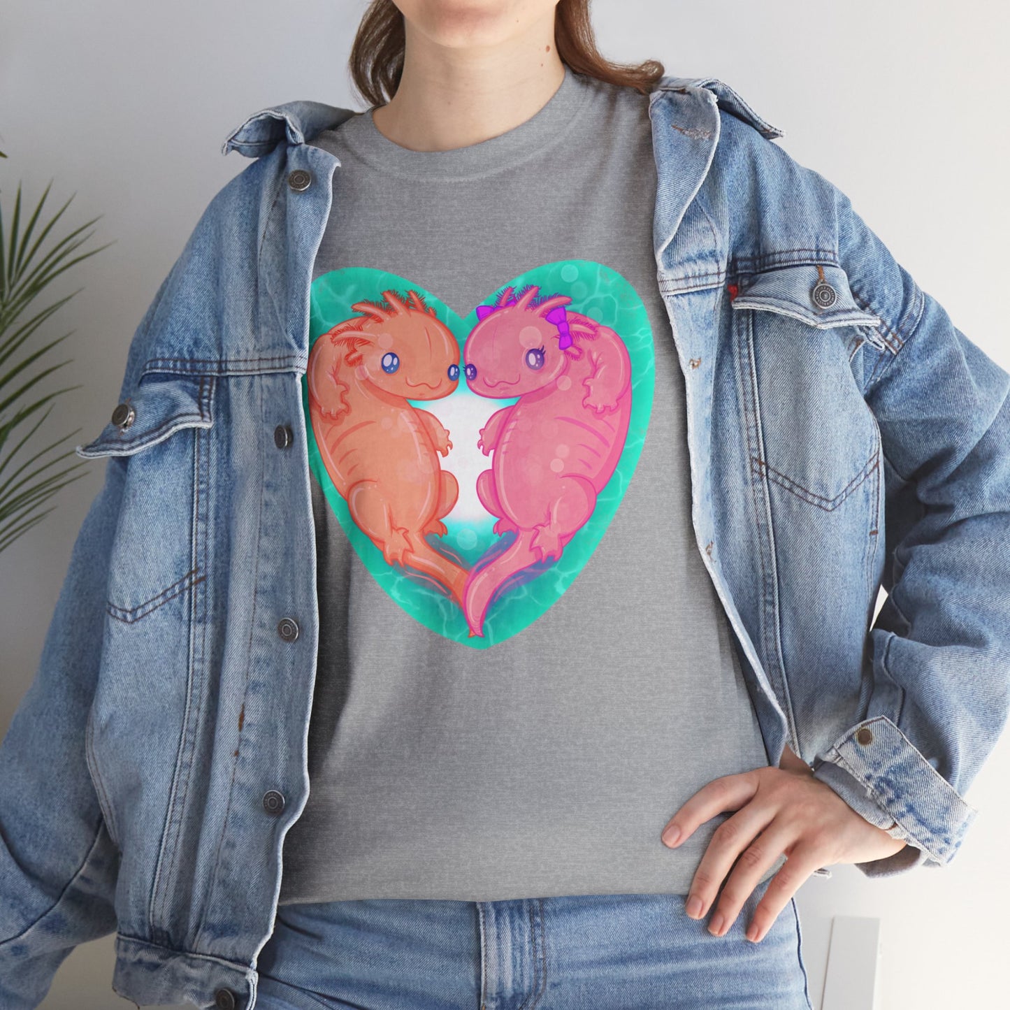 Axolotls In Love Unisex Heavy Cotton Tee
