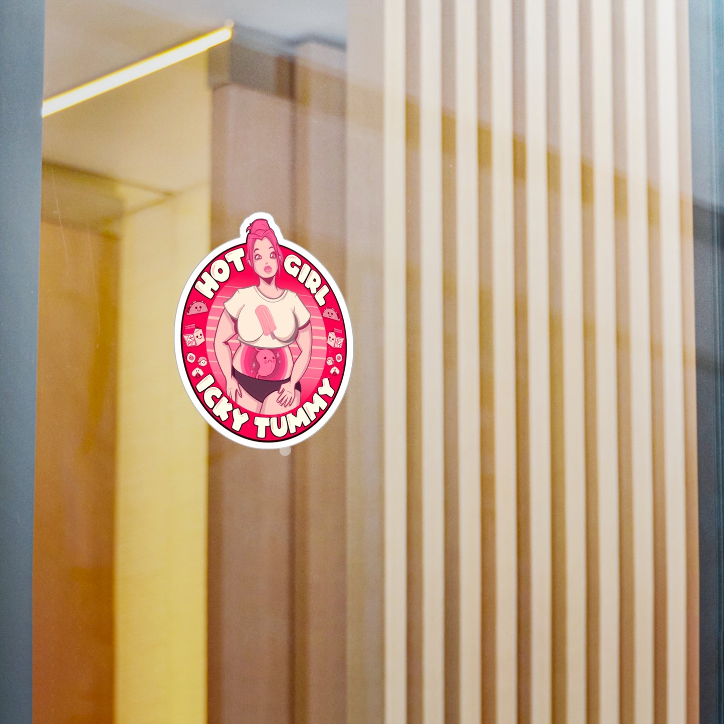 Hot Girl Icky Tummy Kiss-Cut Vinyl Decal