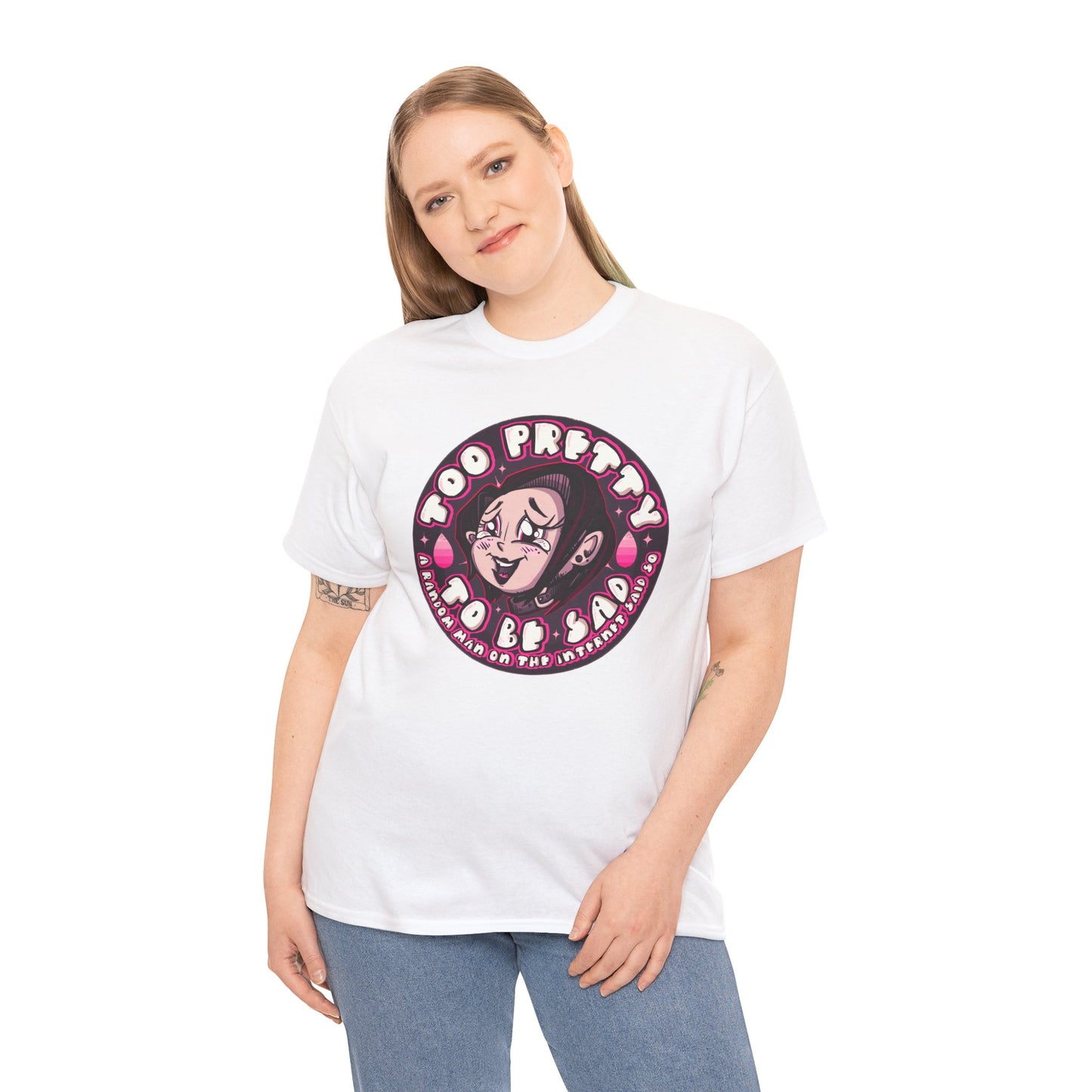 Too Pretty To Be Sad Unisex Heavy Cotton Tee