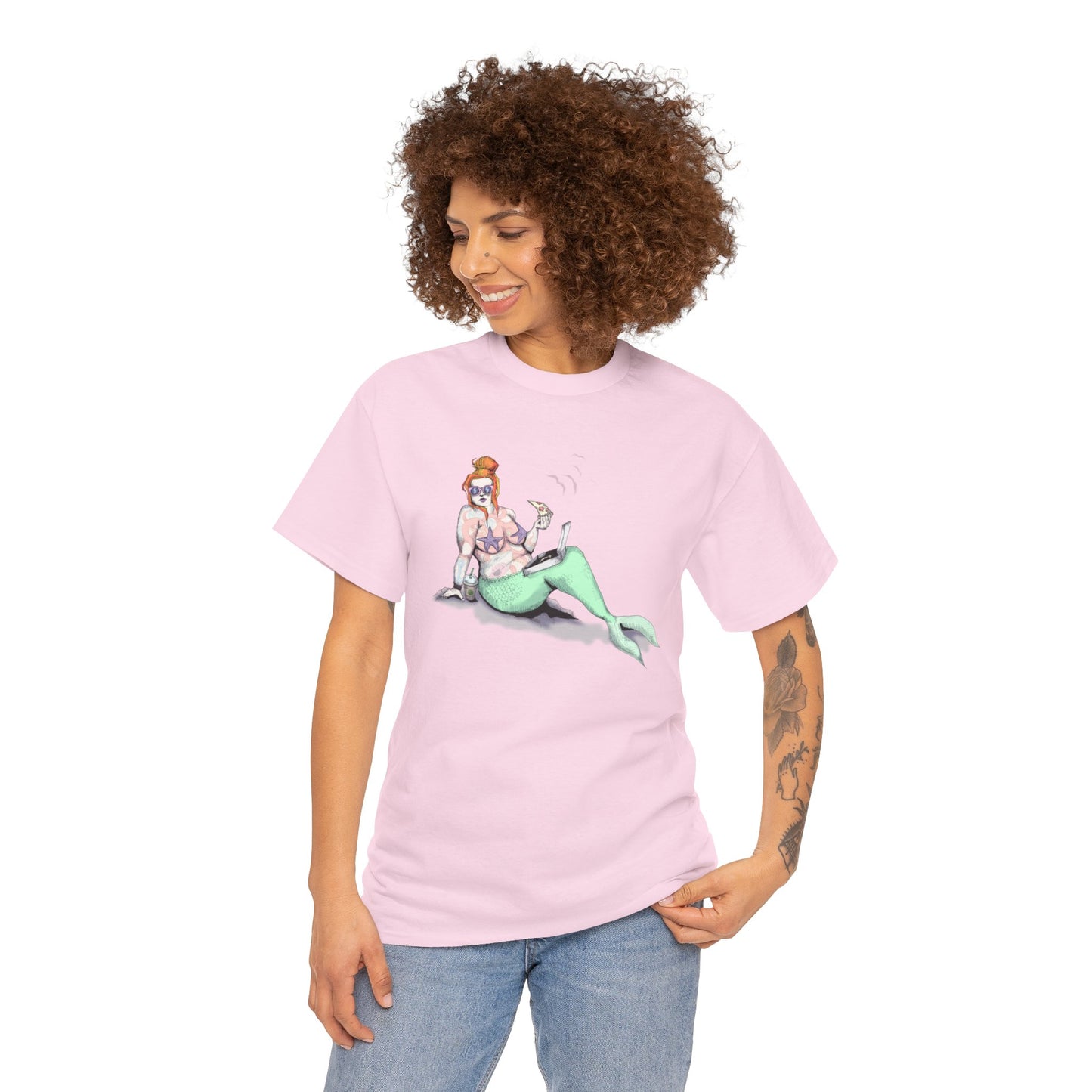 Pizza Mermaid Unisex Heavy Cotton Tee