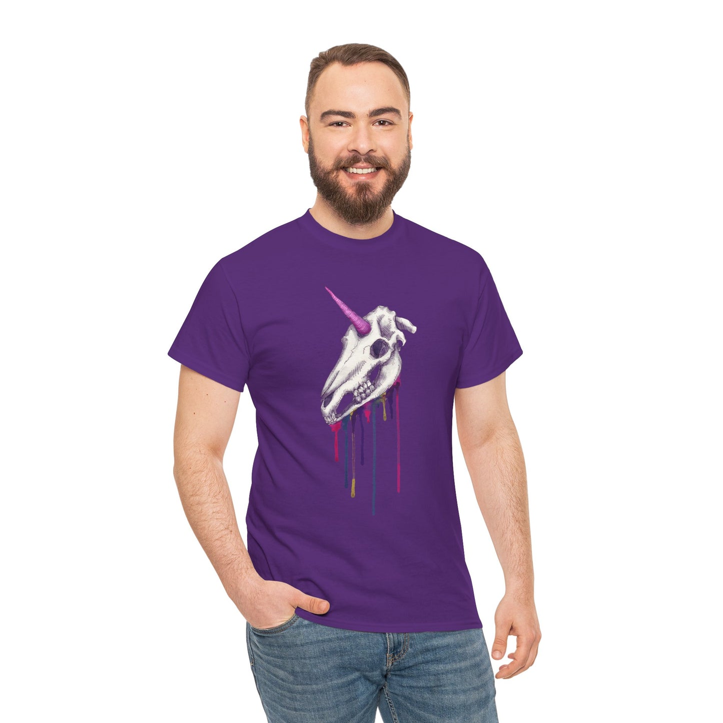 Unicorn Skull Unisex Heavy Cotton Tee