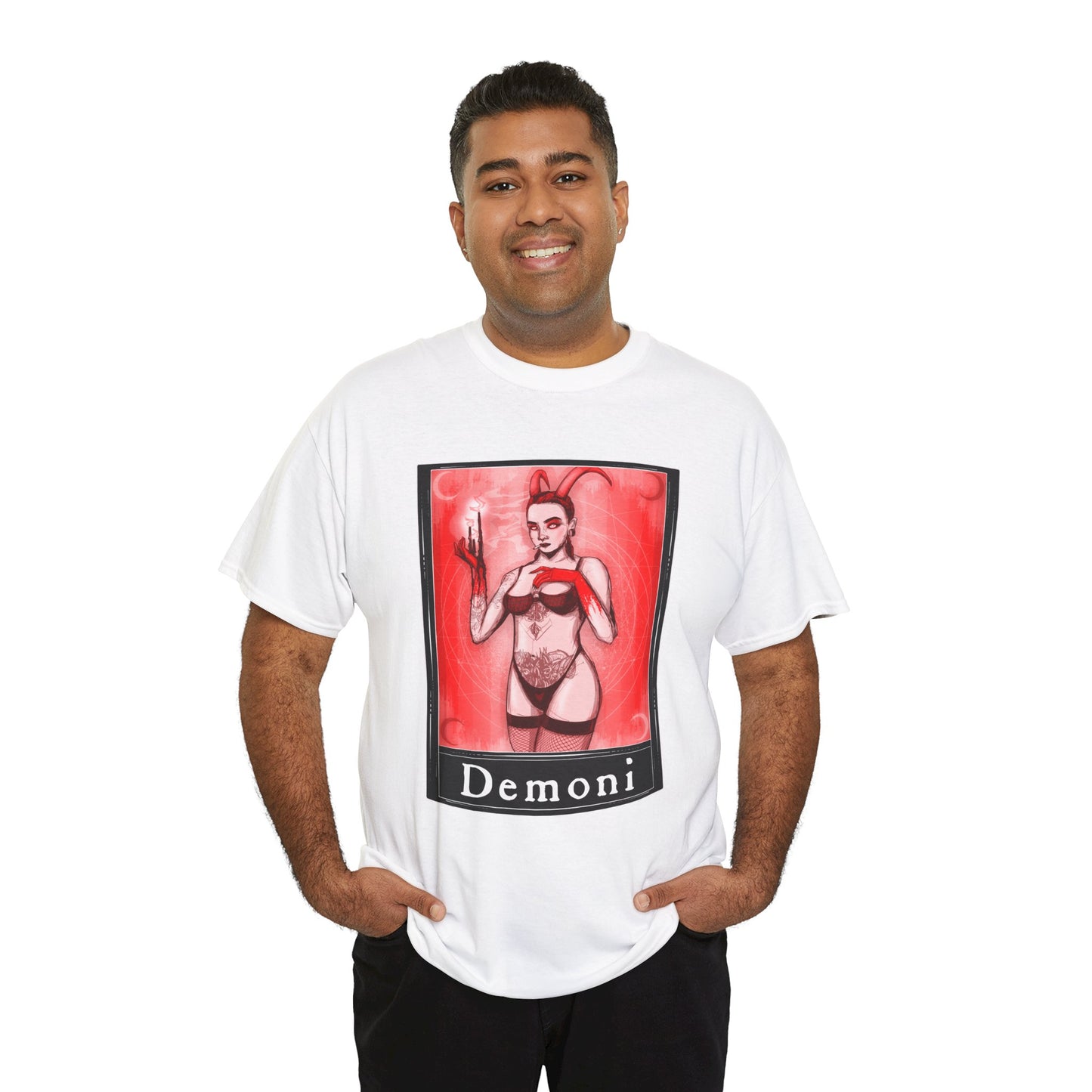Demoni Tarot (Front & Back Print) Unisex Heavy Cotton Tee