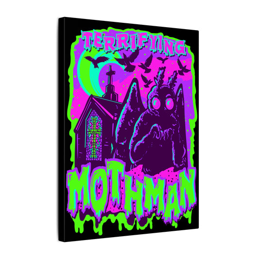 Terrifying Mothman Matte Canvas Stretched