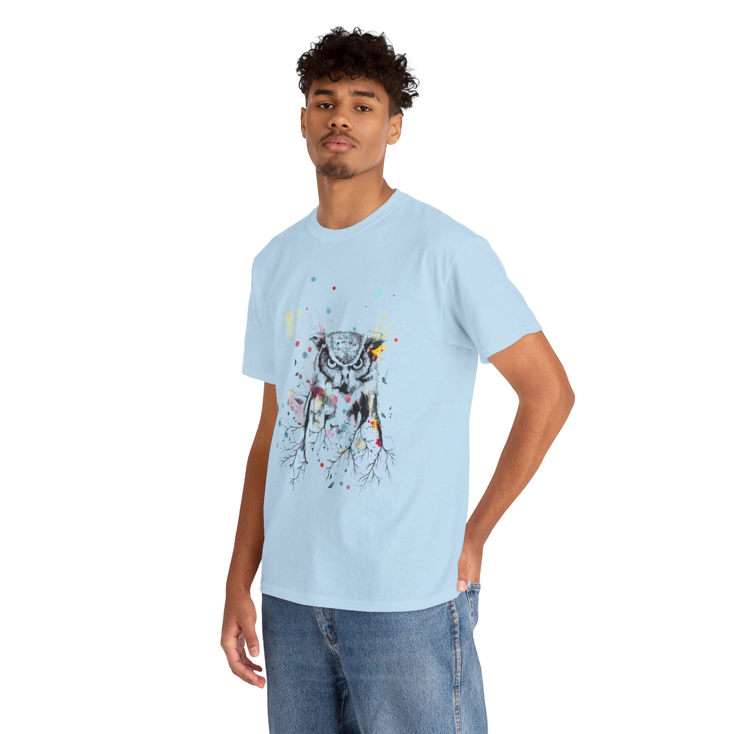 Owl Watercolor Unisex Heavy Cotton Tee