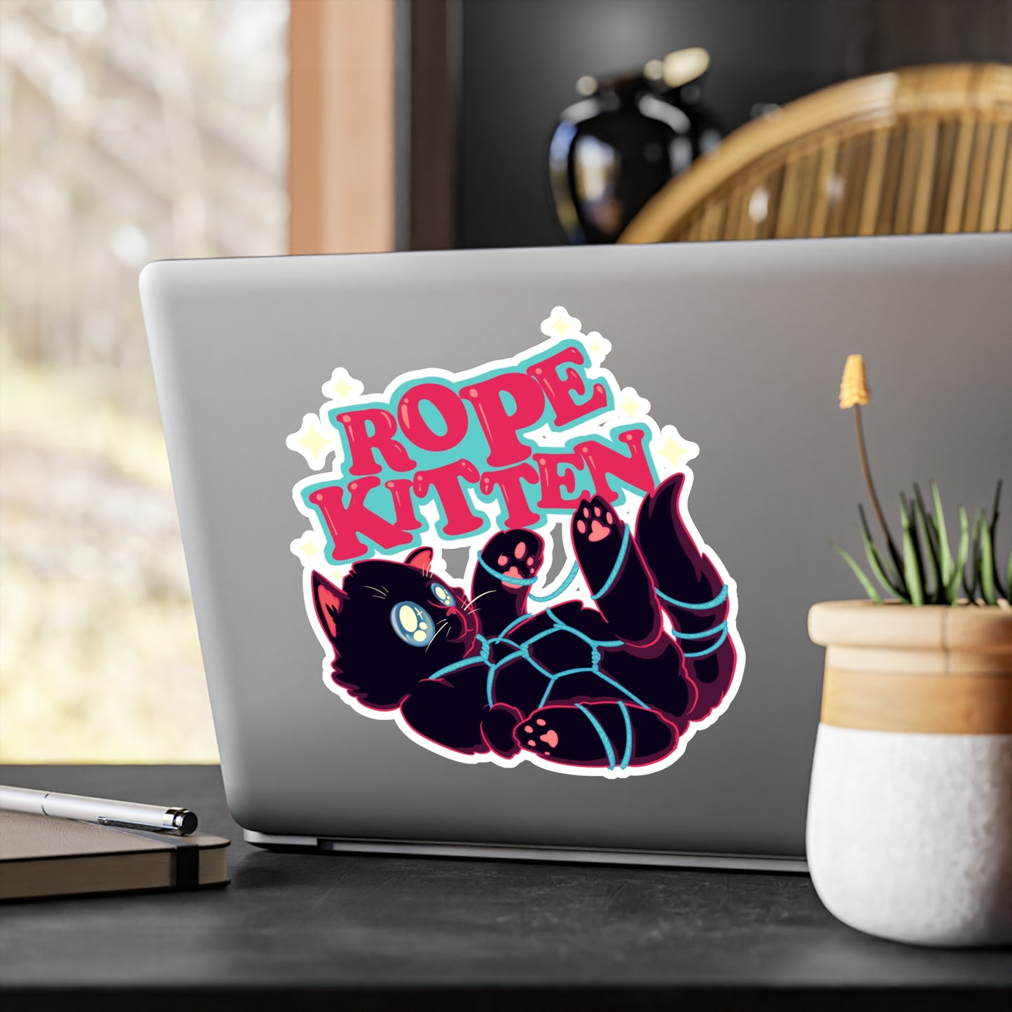 Rope Kitten Kiss-Cut Vinyl Decal