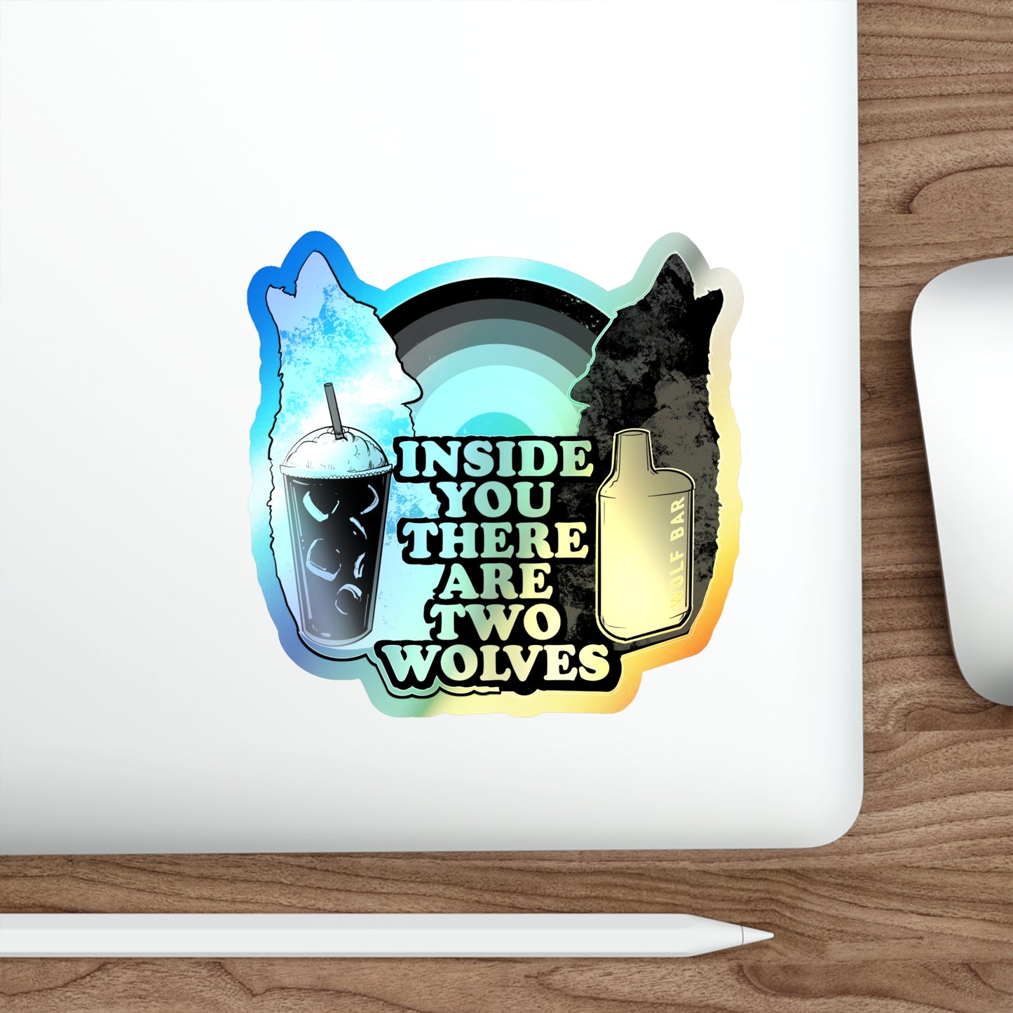 Two Wolves Inside You Holographic Die-cut Stickers