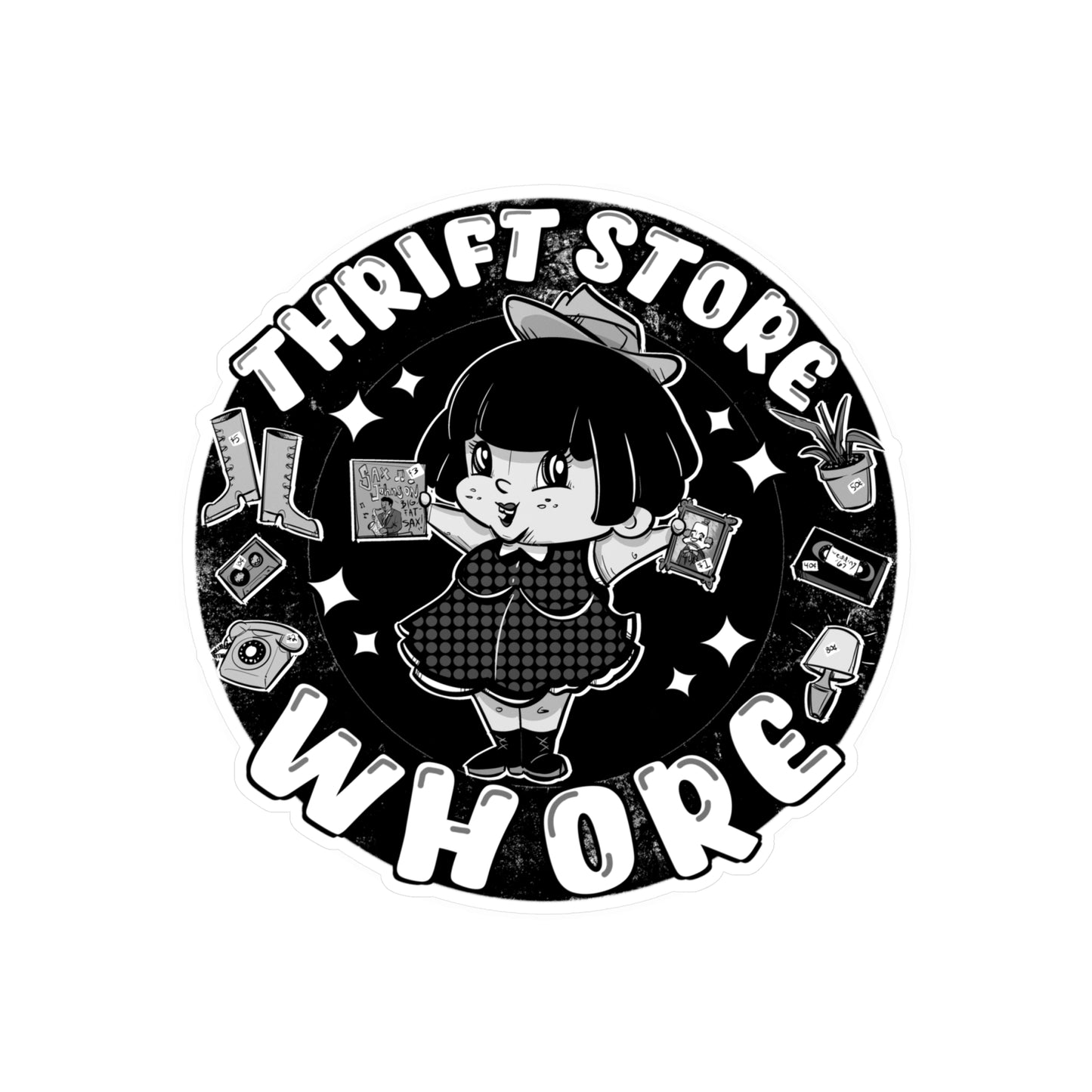 Thrift Store Whore Kiss-Cut Vinyl Decal