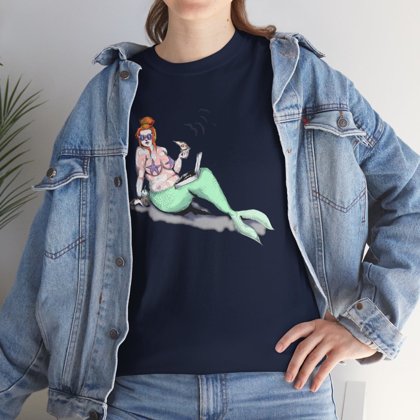 Pizza Mermaid Unisex Heavy Cotton Tee