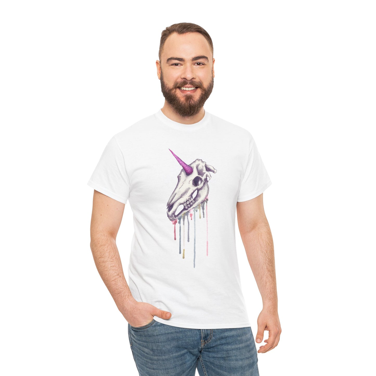 Unicorn Skull Unisex Heavy Cotton Tee