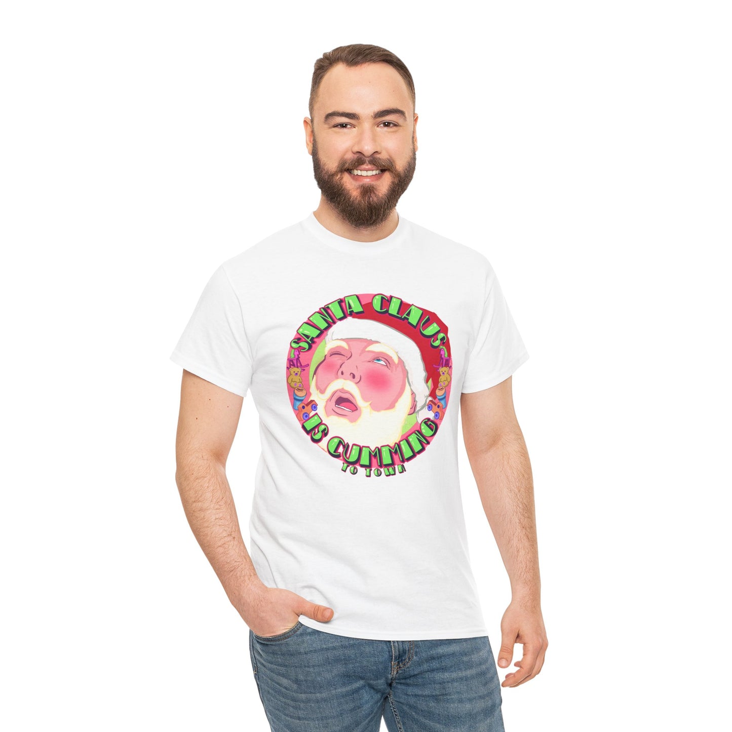 Santa Is Cumming Unisex Heavy Cotton Tee
