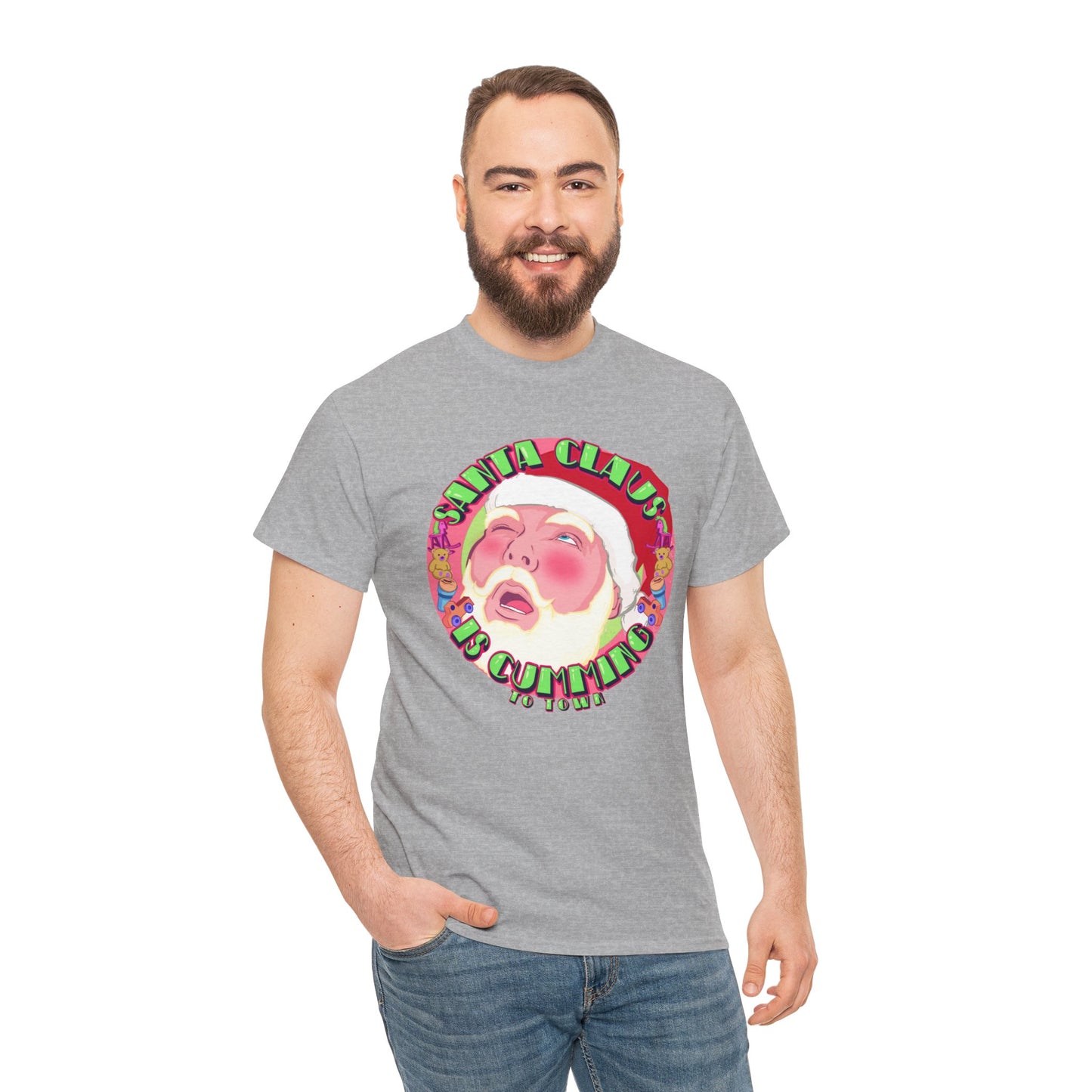 Santa Is Cumming Unisex Heavy Cotton Tee