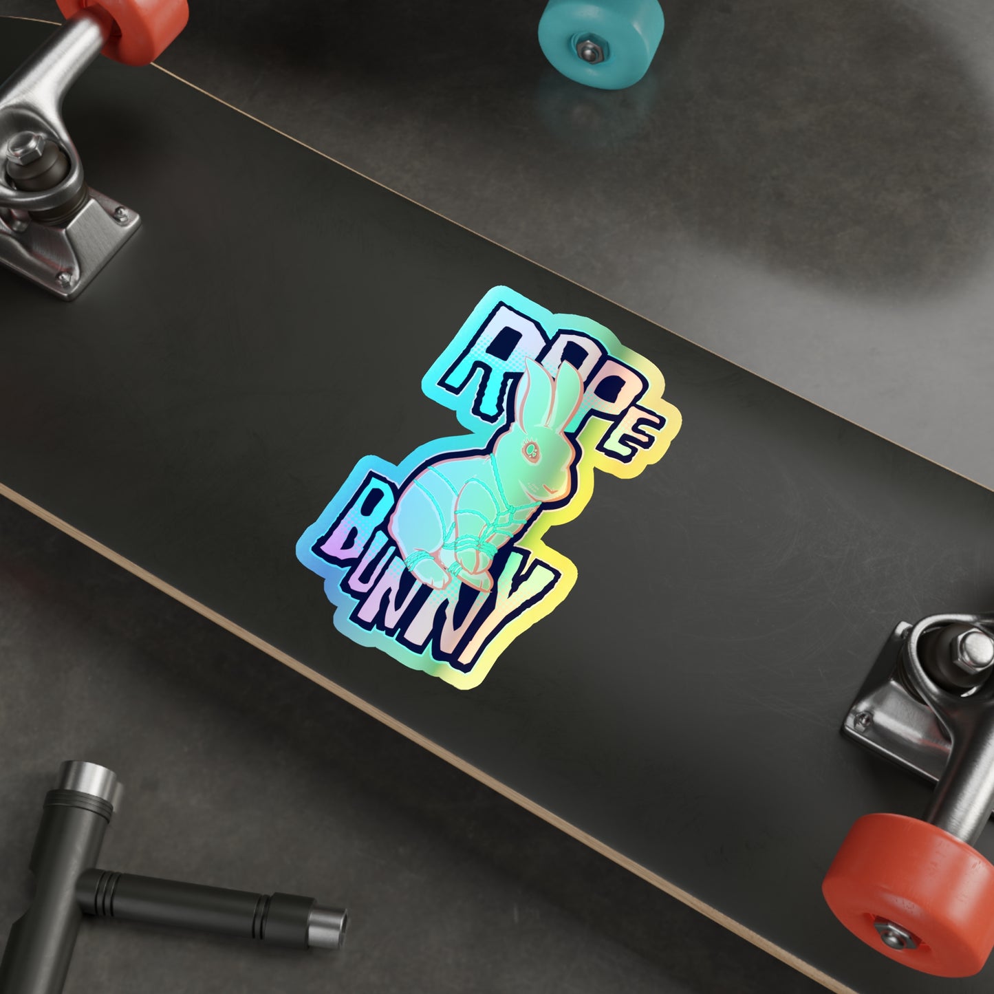Rope Bunny Holographic Die-cut Stickers