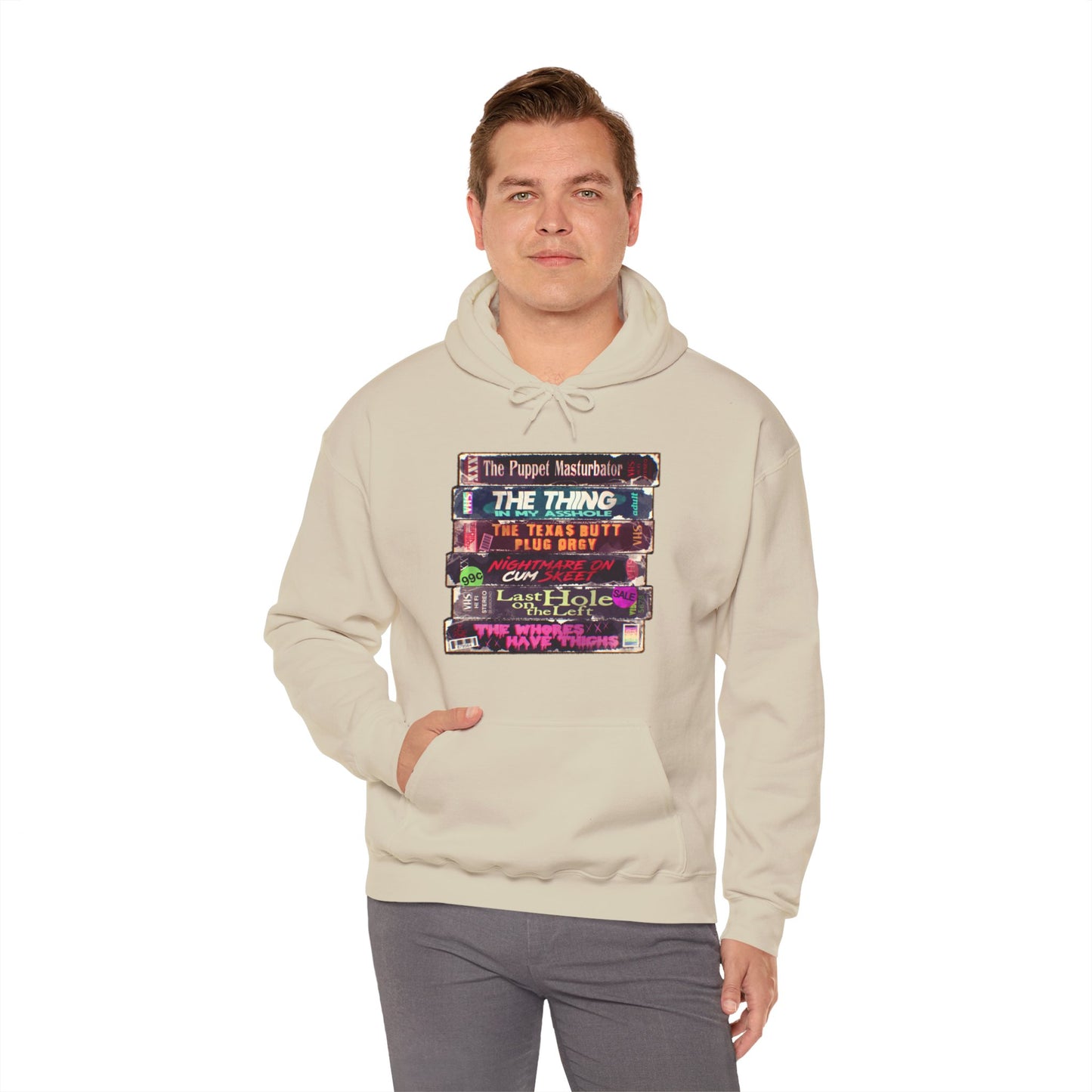 Adult Horror VHS Unisex Heavy Blend Hooded Sweatshirt