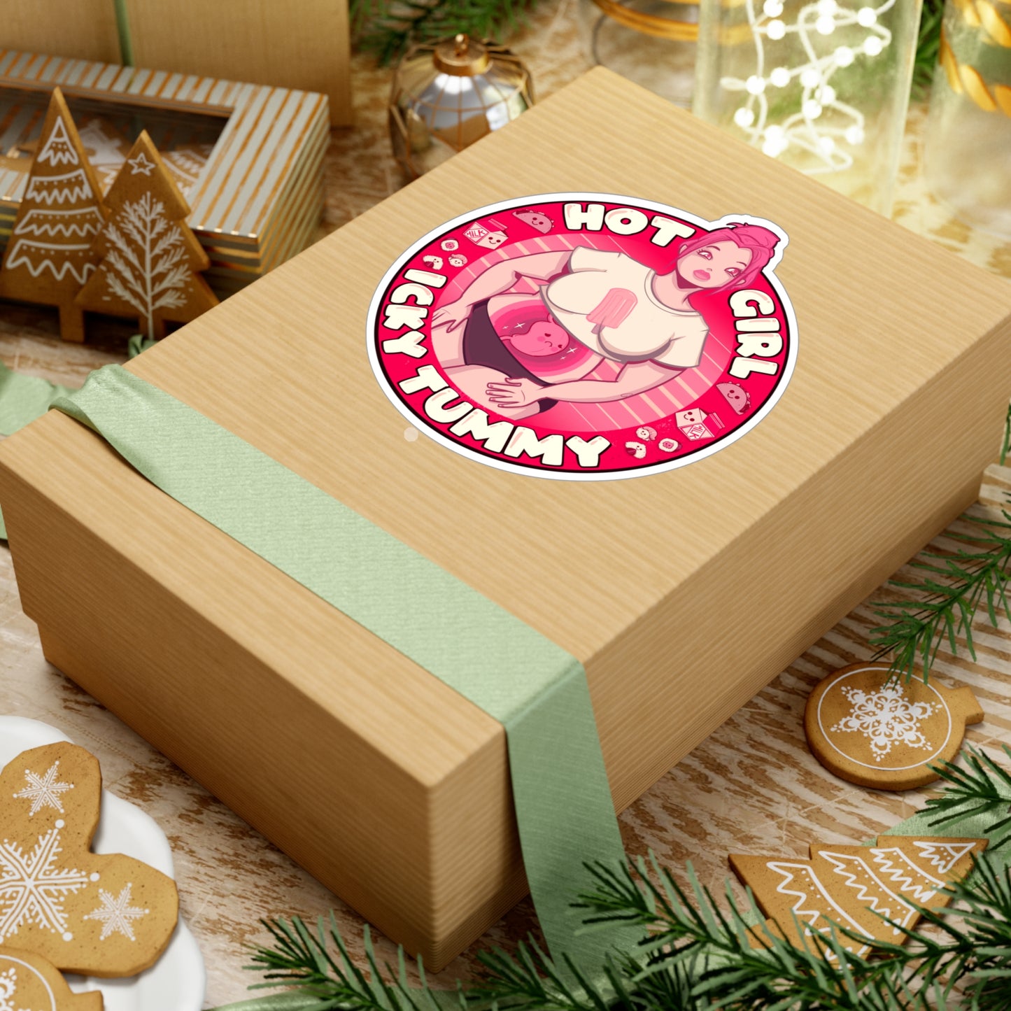 Hot Girl Icky Tummy Kiss-Cut Vinyl Decal