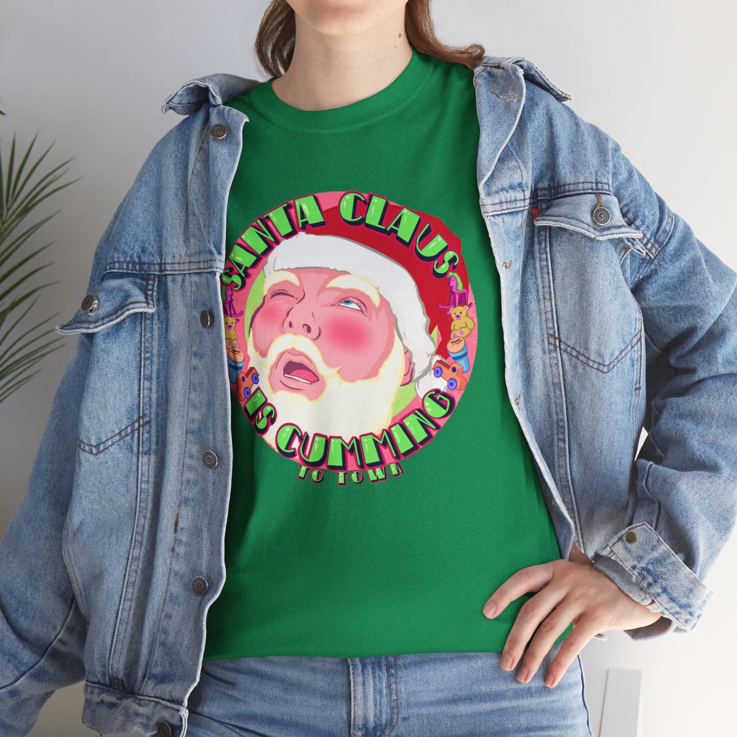 Santa Is Cumming Unisex Heavy Cotton Tee