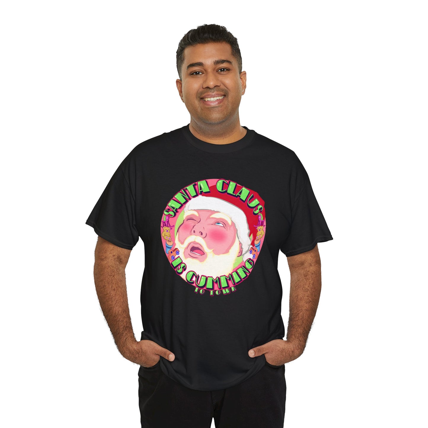 Santa Is Cumming Unisex Heavy Cotton Tee