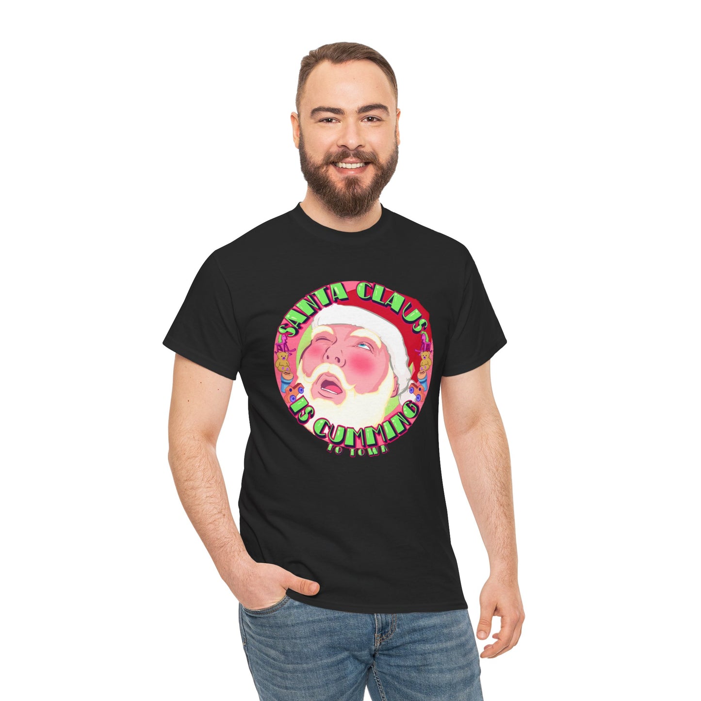Santa Is Cumming Unisex Heavy Cotton Tee