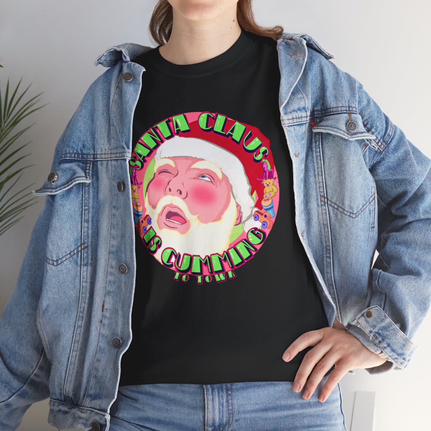 Santa Is Cumming Unisex Heavy Cotton Tee