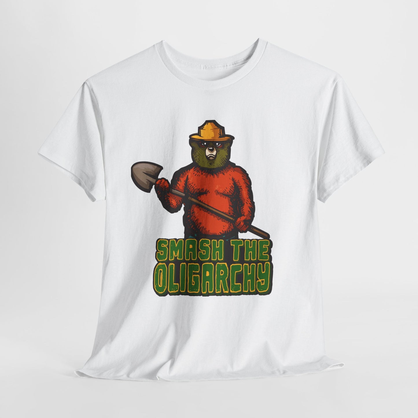 Smash The Oligarchy Bear Unisex Heavy Cotton Tee