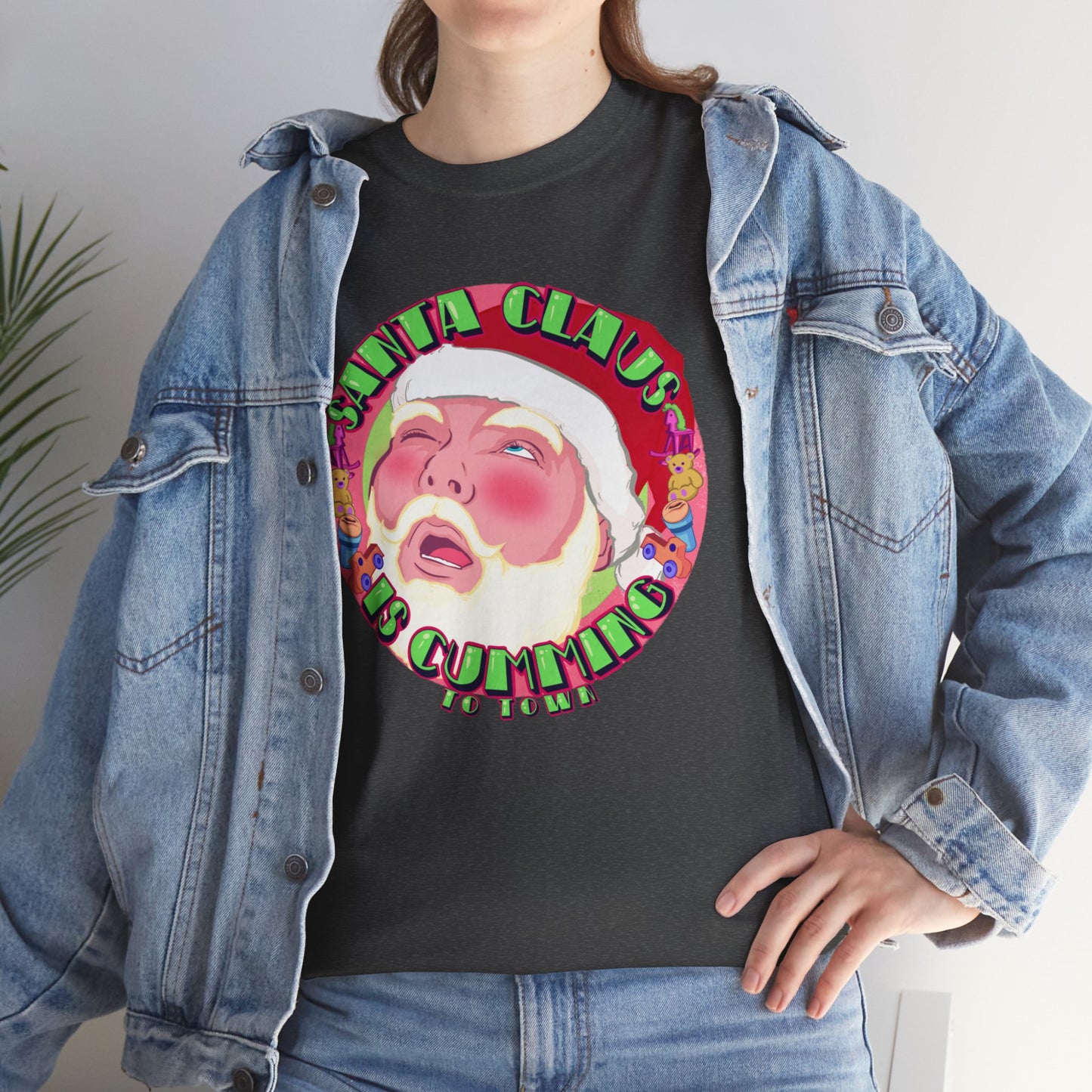 Santa Is Cumming Unisex Heavy Cotton Tee