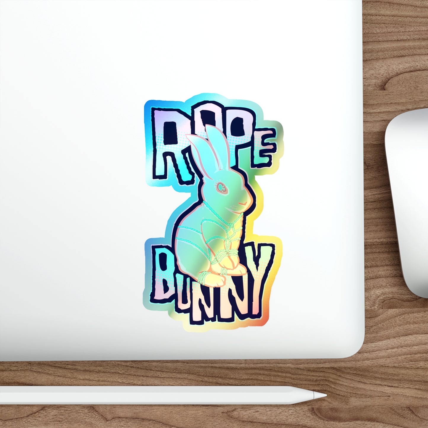Rope Bunny Holographic Die-cut Stickers