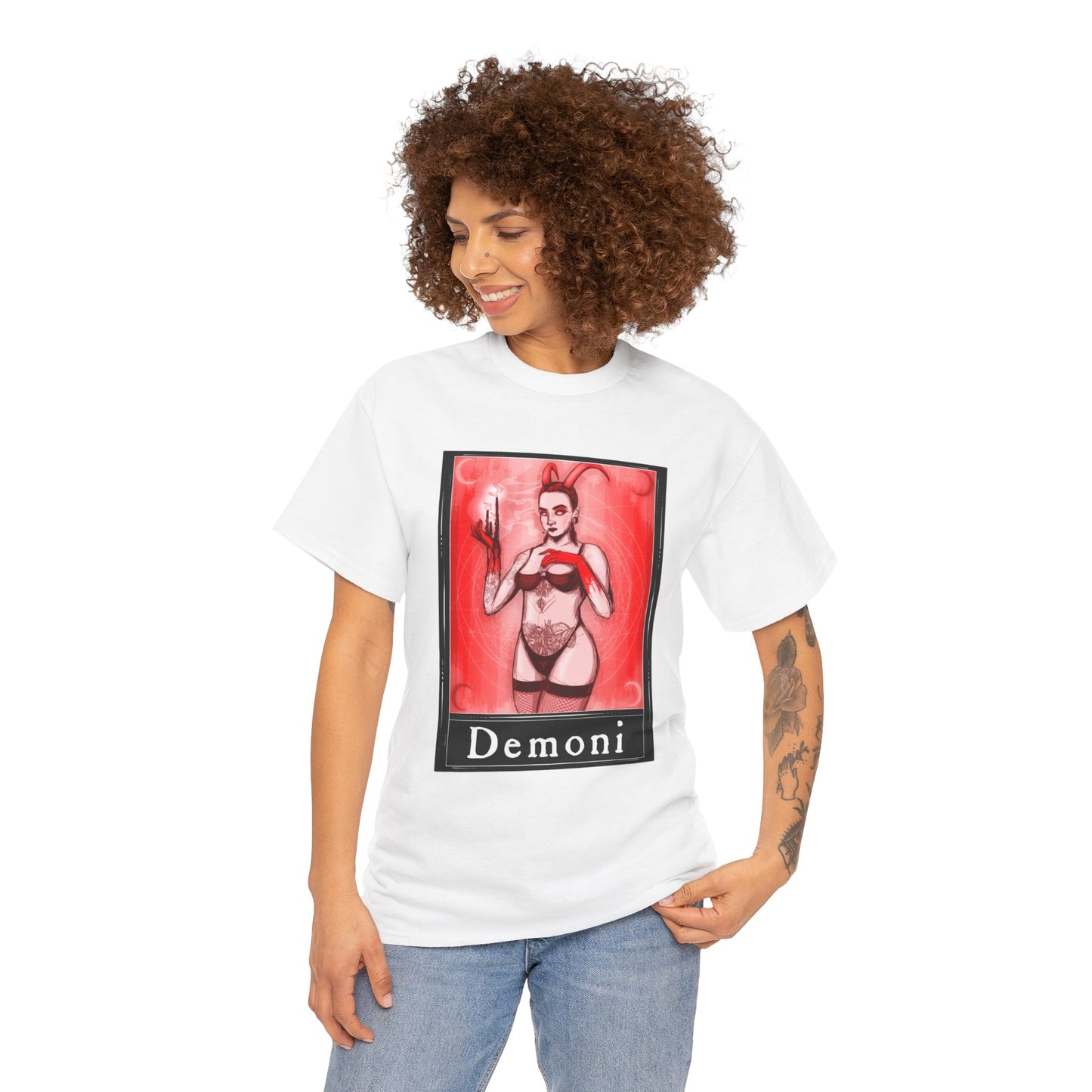 Demoni Tarot (Front & Back Print) Unisex Heavy Cotton Tee