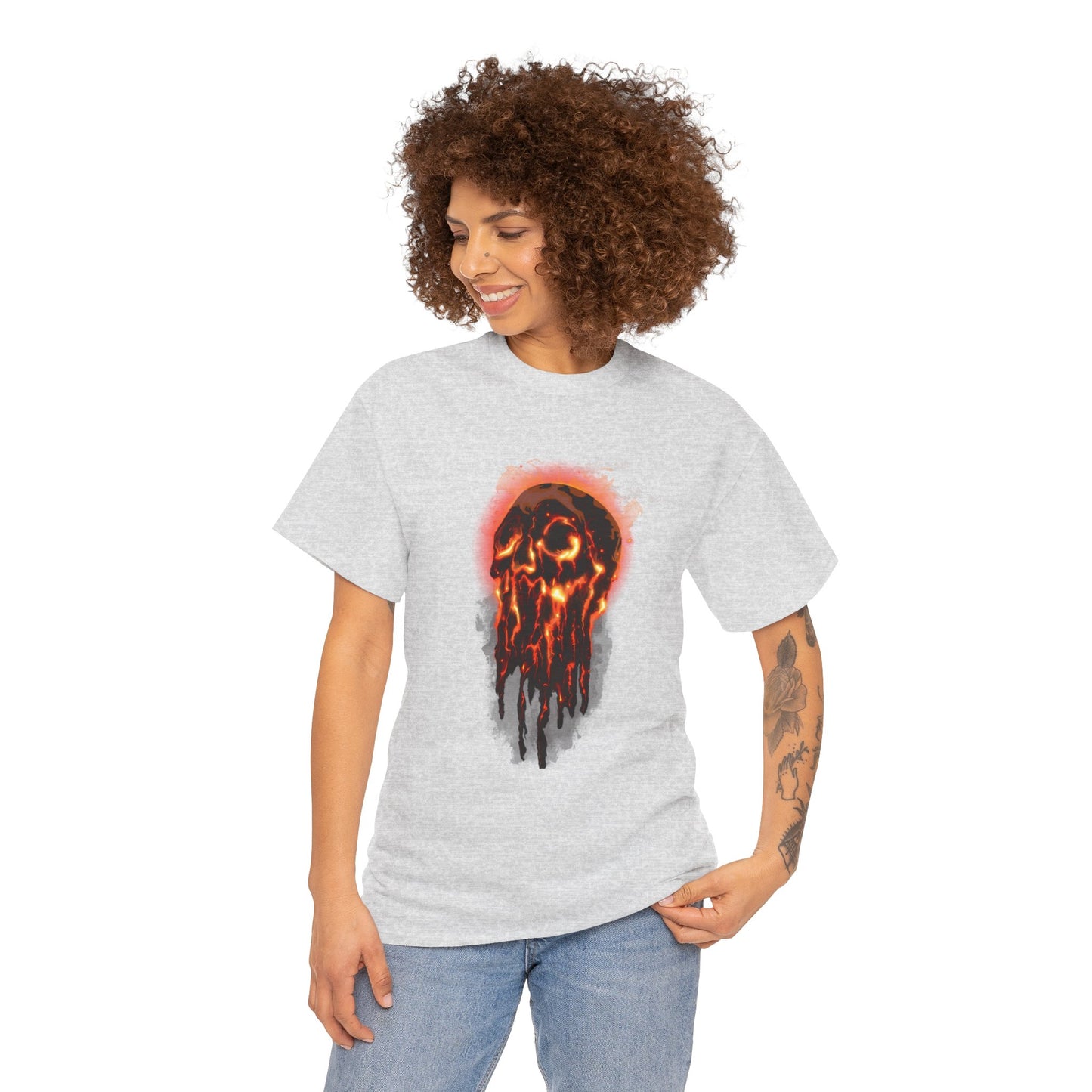 Elemental Skull Fire Unisex Heavy Cotton Tee