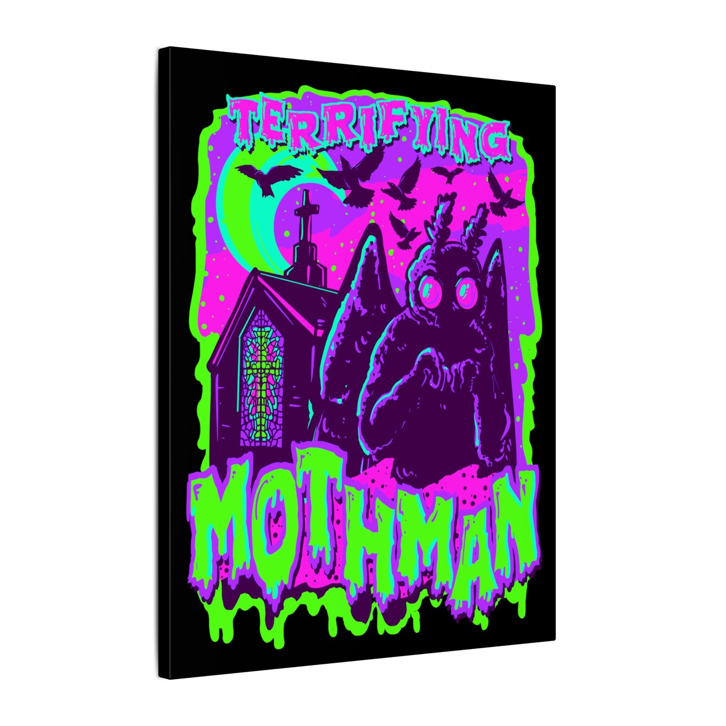 Terrifying Mothman Matte Canvas Stretched