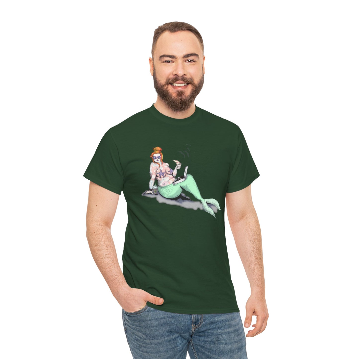 Pizza Mermaid Unisex Heavy Cotton Tee