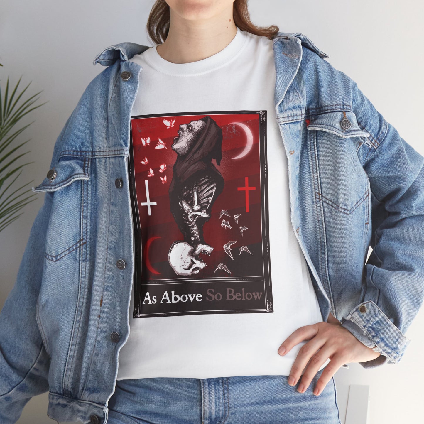 As Above So Below Tarot (Front & Back Print) Unisex Heavy Cotton Tee