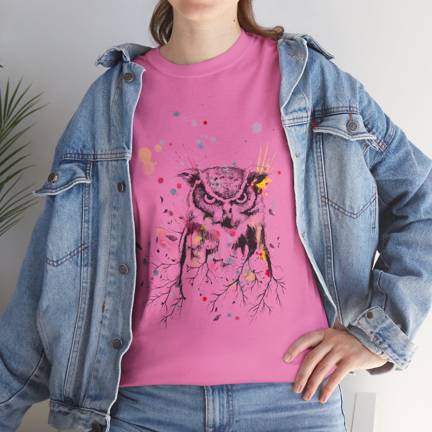 Owl Watercolor Unisex Heavy Cotton Tee