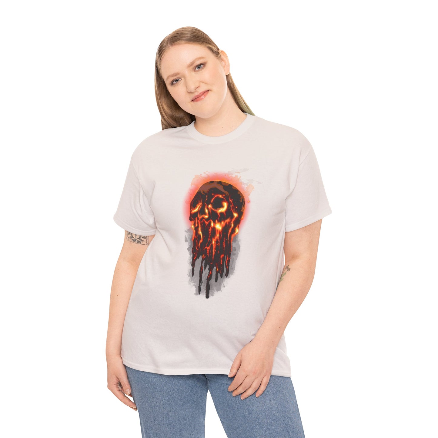Elemental Skull Fire Unisex Heavy Cotton Tee