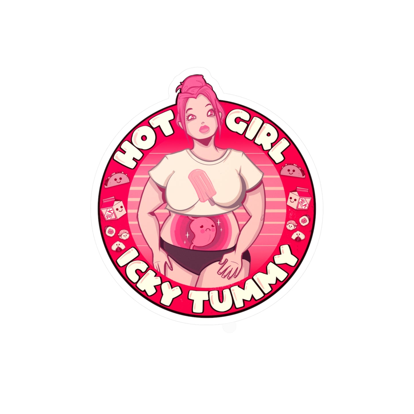 Hot Girl Icky Tummy Kiss-Cut Vinyl Decal