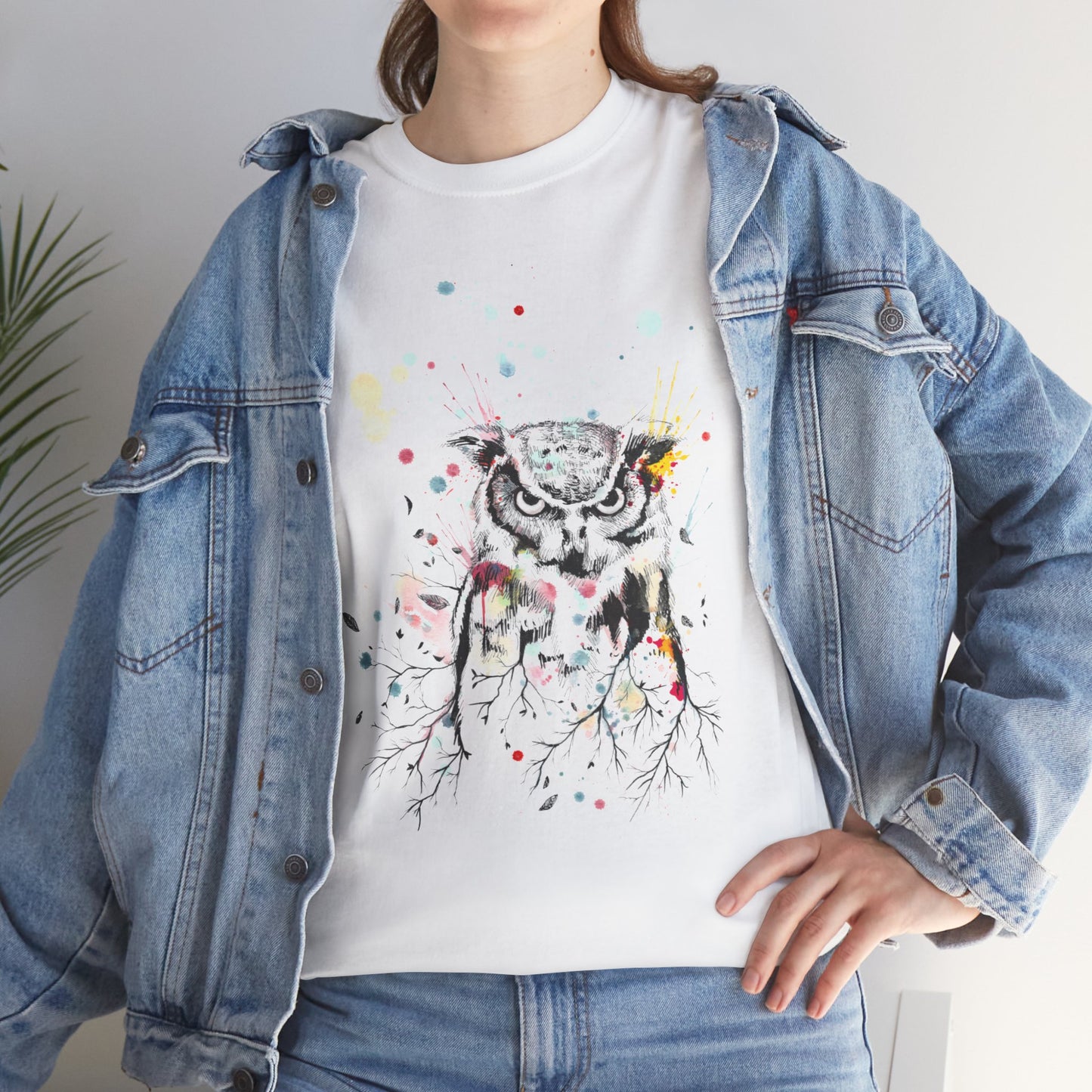 Owl Watercolor Unisex Heavy Cotton Tee