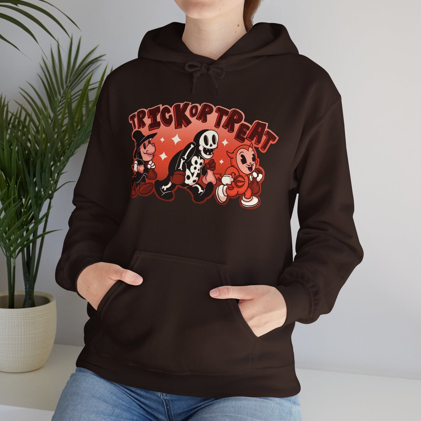 Trick Or Treat Rubber Hose Unisex Heavy Blend Hooded Sweatshirt