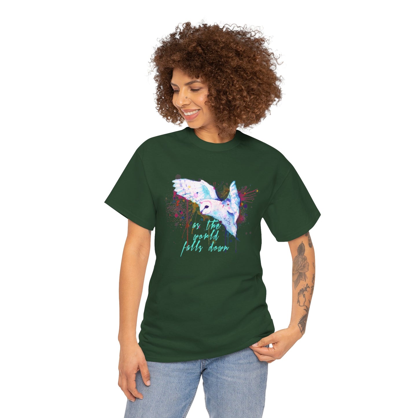 Rainbow Barn Owl (Goblin Variant) Unisex Heavy Cotton Tee