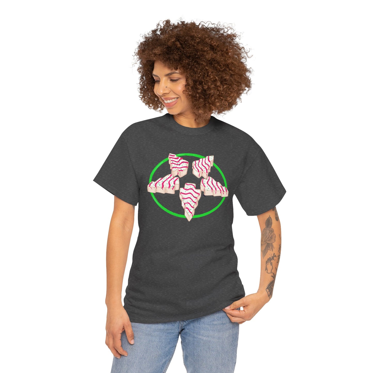 Christmas Tree Pentagram Cake Unisex Heavy Cotton Tee