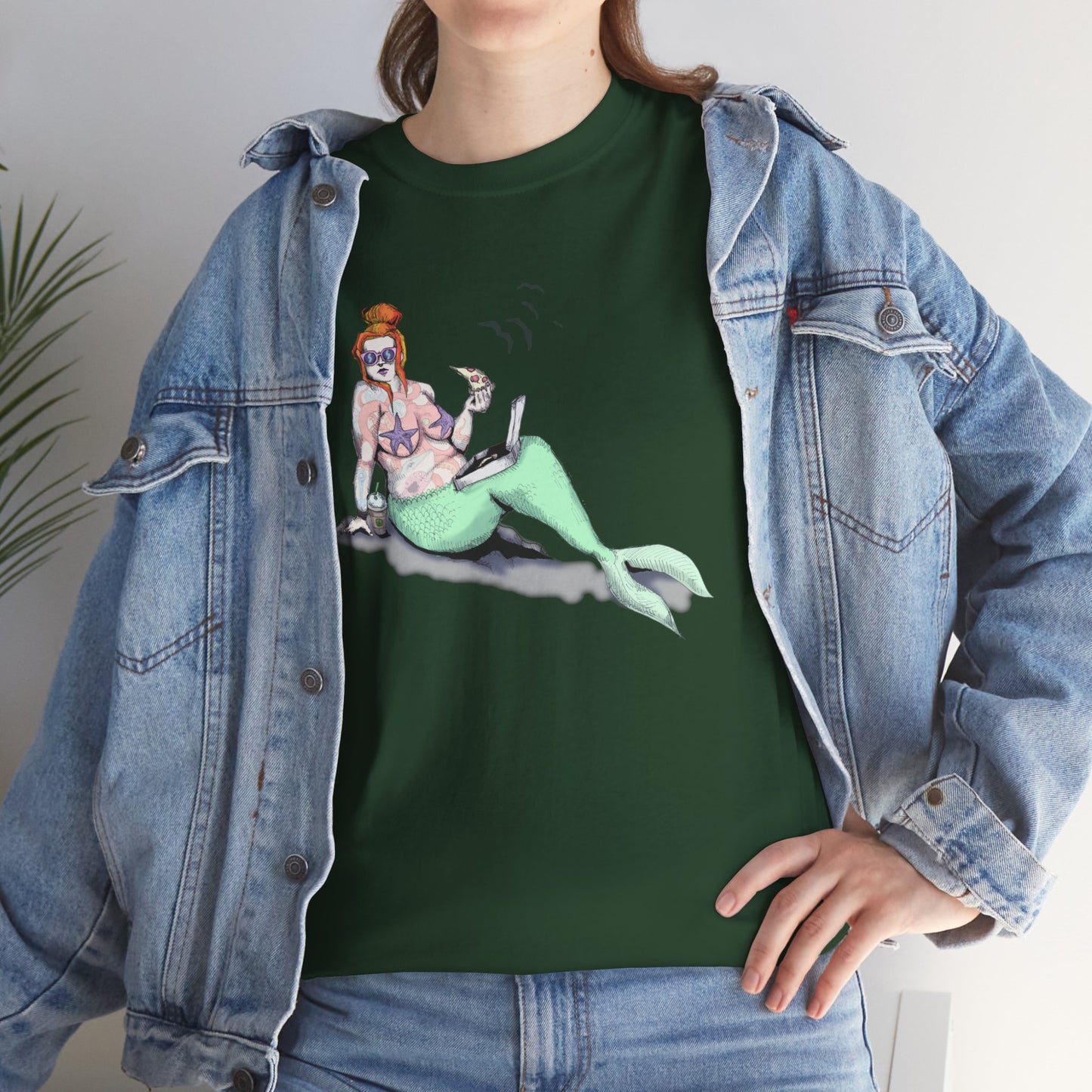 Pizza Mermaid Unisex Heavy Cotton Tee