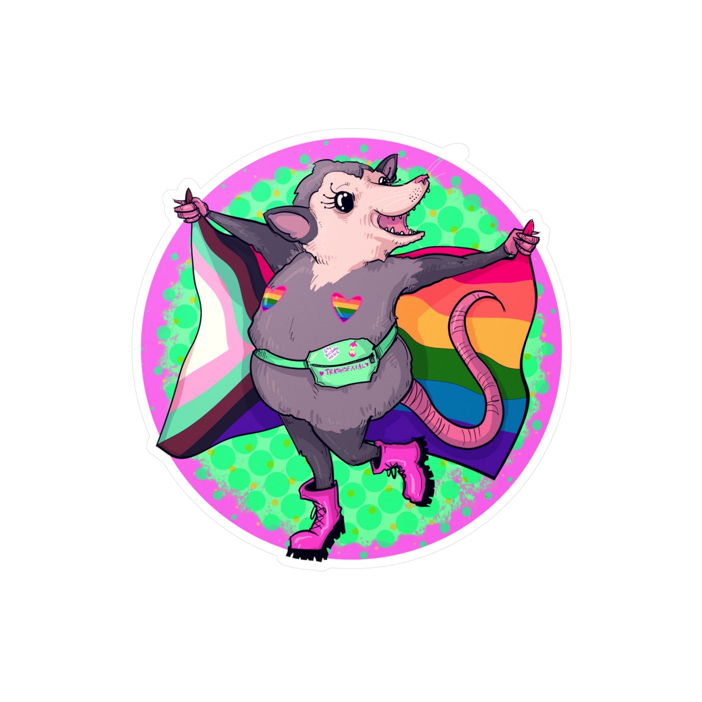 Pride Opossum Kiss-Cut Vinyl Decal