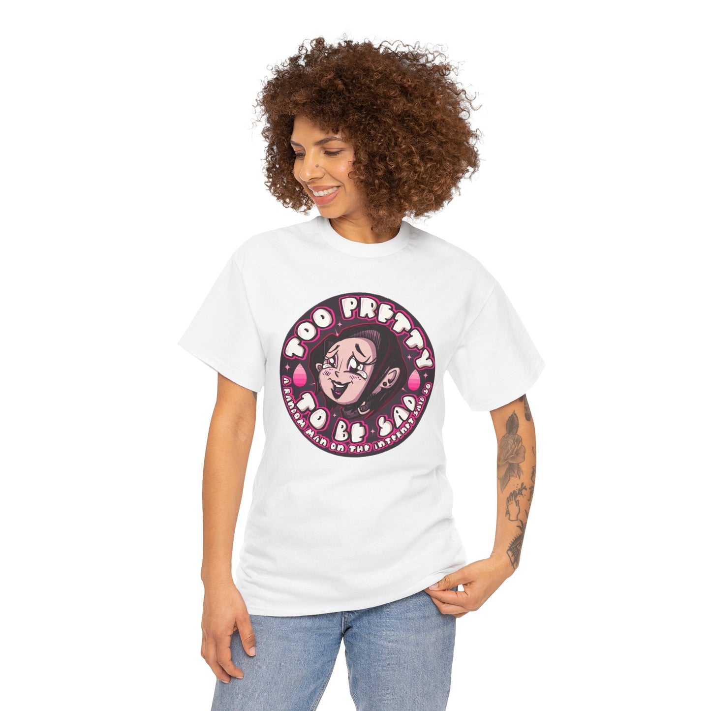 Too Pretty To Be Sad Unisex Heavy Cotton Tee
