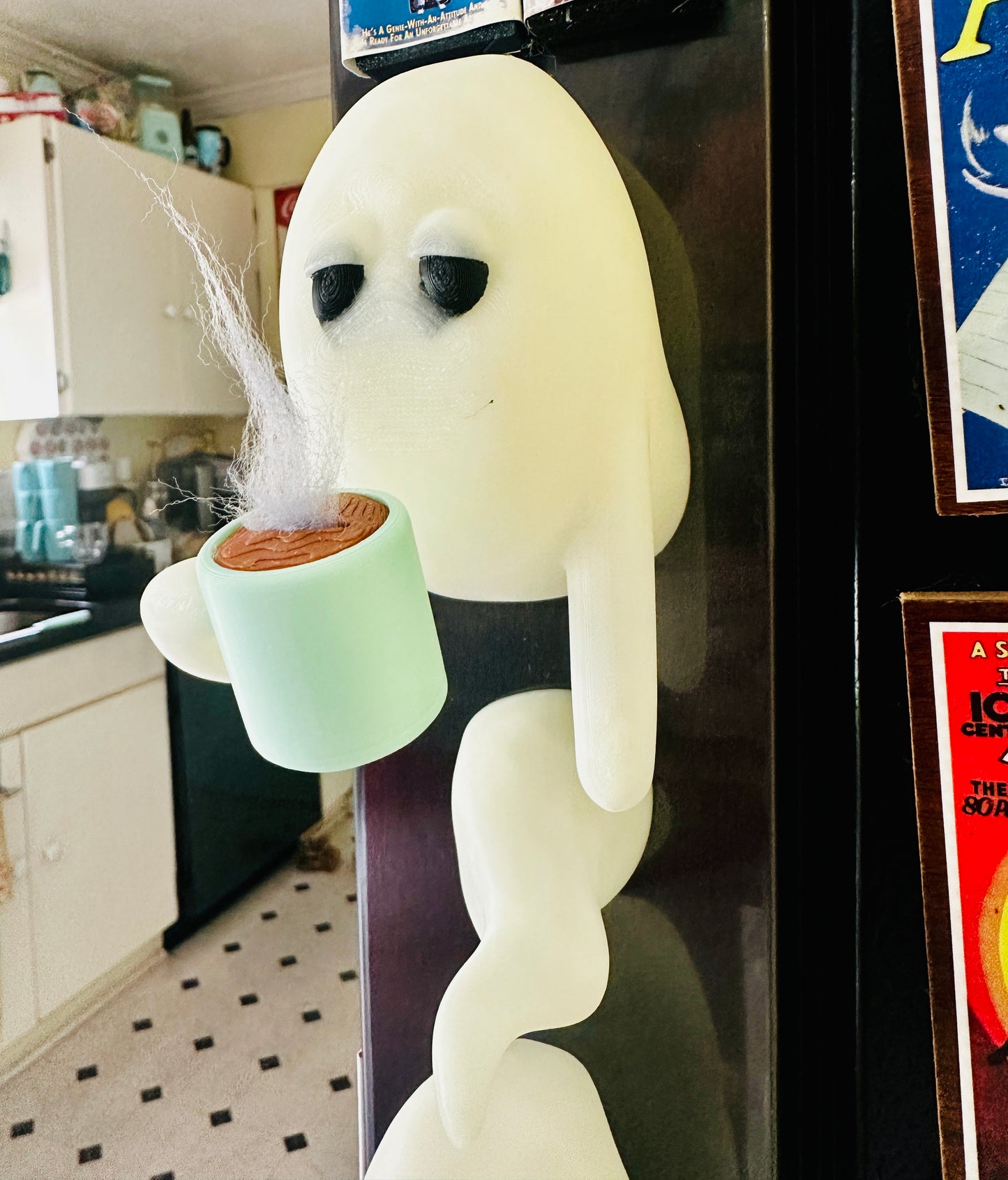 Fridge Frights Glow 3D Print Fridge Magnets (Coffee & Donuts Ghost)