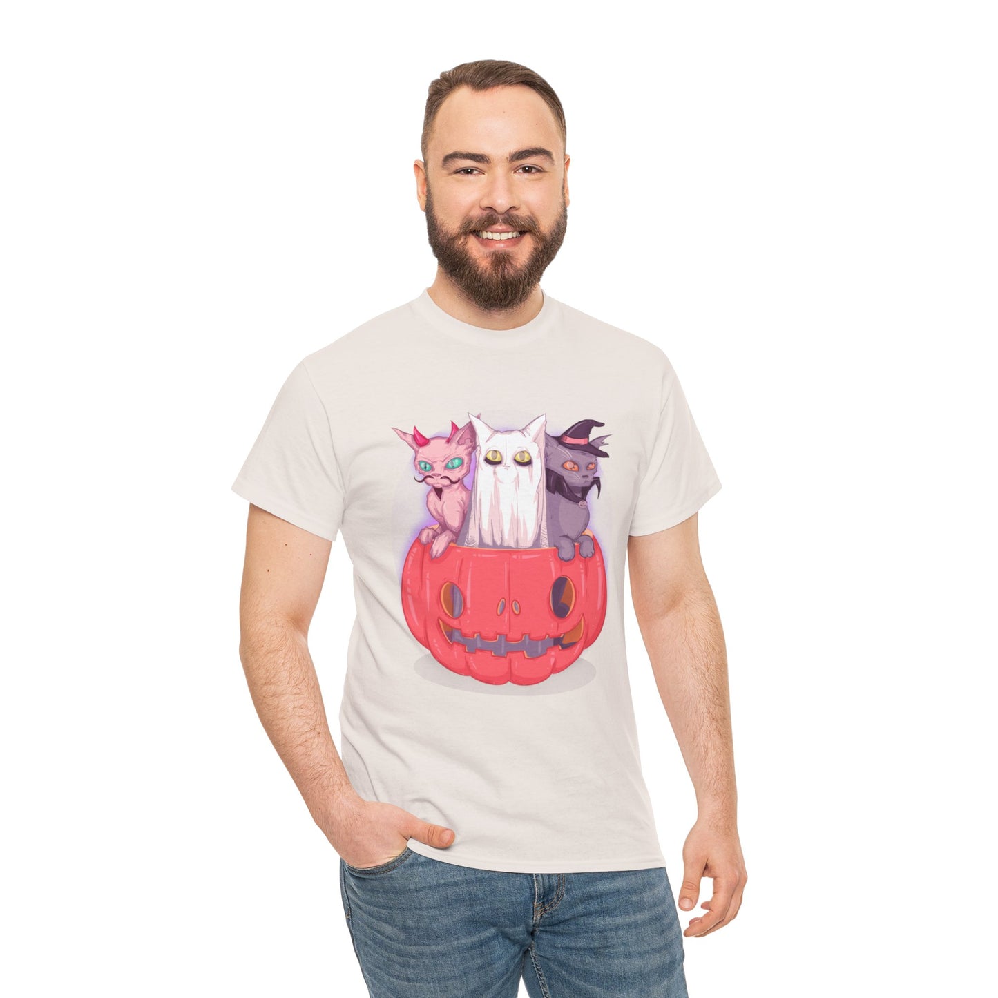 Meow-lloween Unisex Heavy Cotton Tee