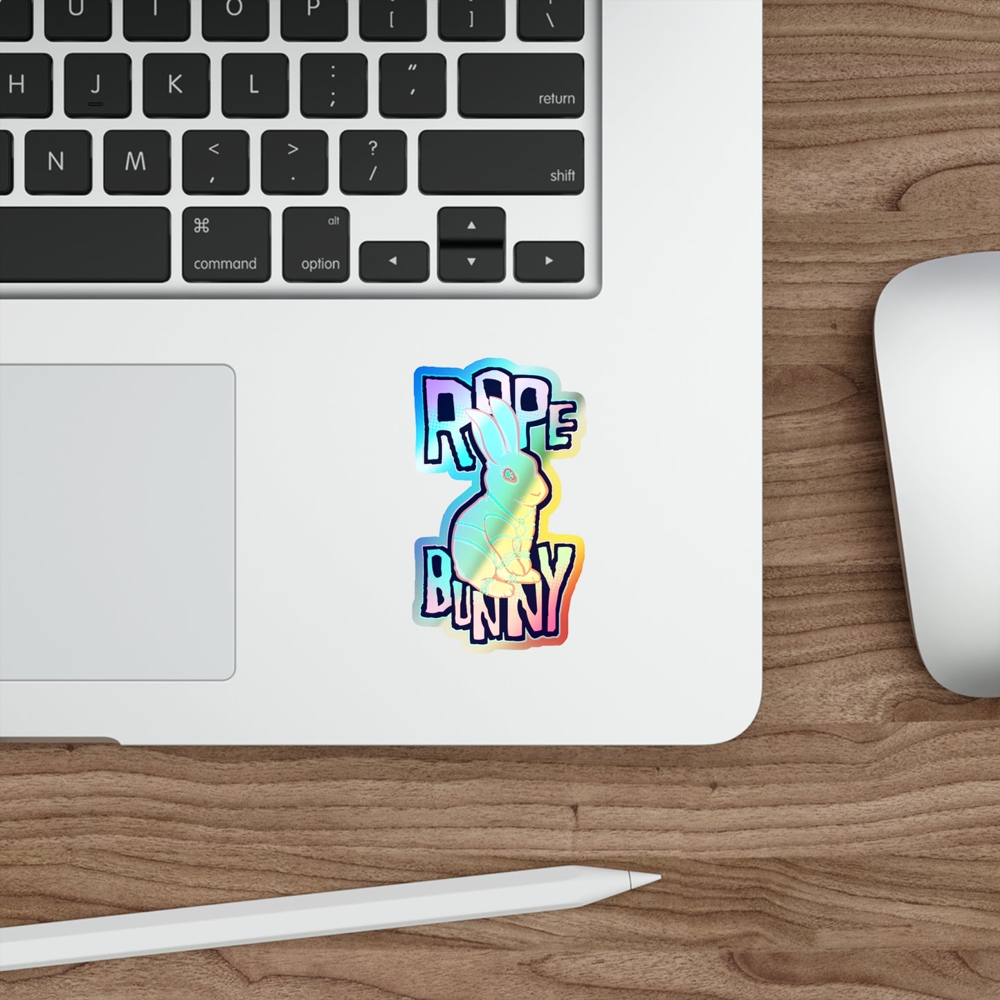 Rope Bunny Holographic Die-cut Stickers