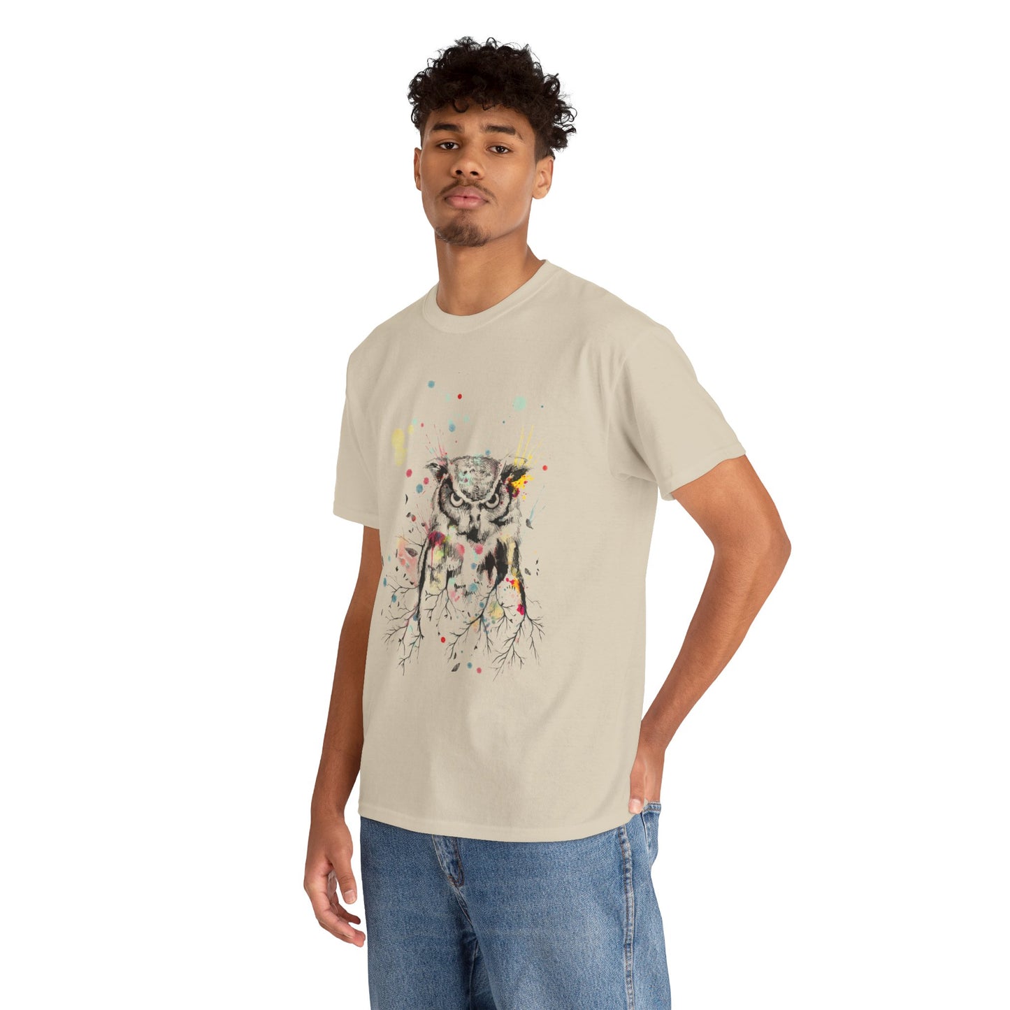 Owl Watercolor Unisex Heavy Cotton Tee