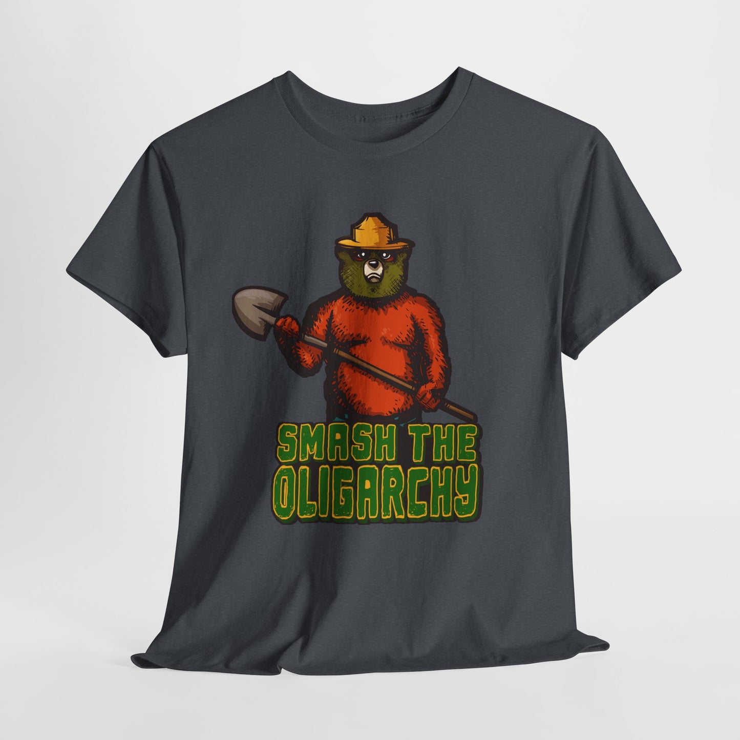 Smash The Oligarchy Bear Unisex Heavy Cotton Tee