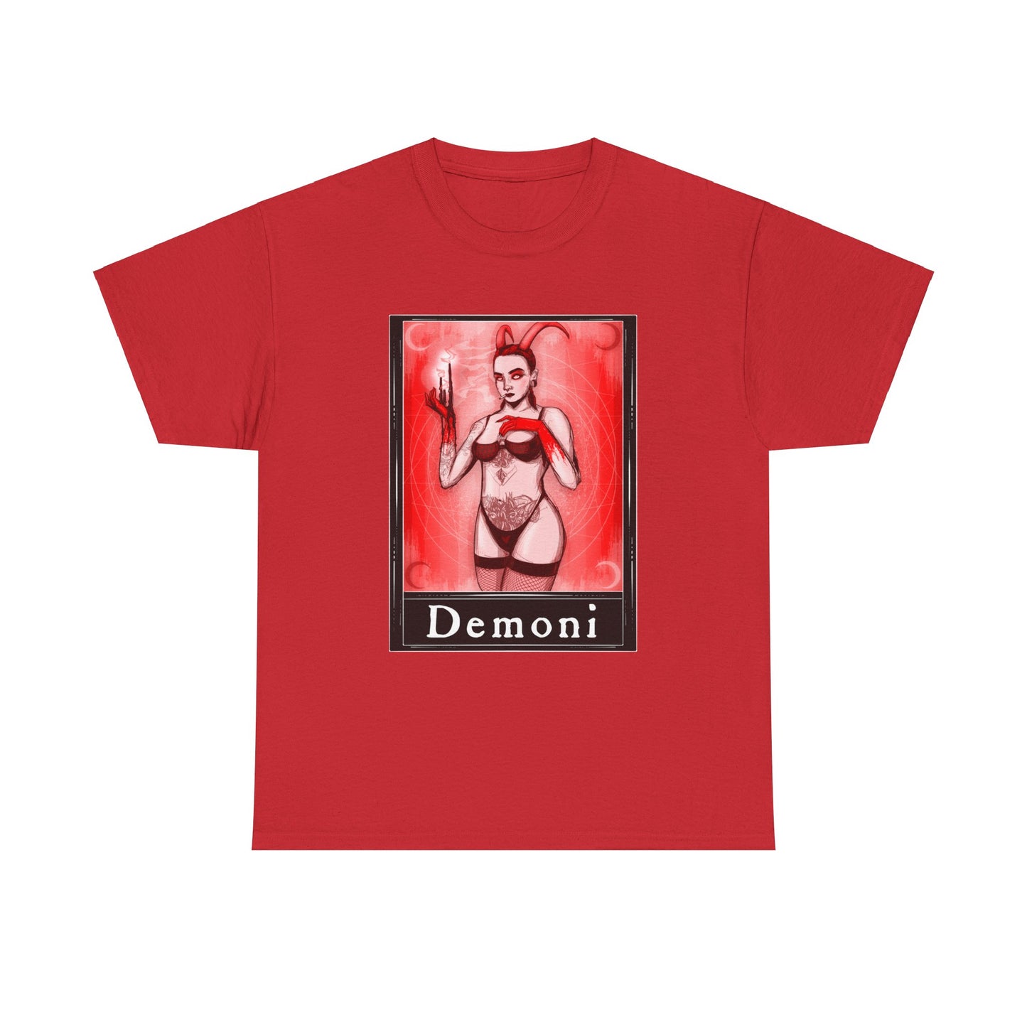 Demoni Tarot (Front & Back Print) Unisex Heavy Cotton Tee