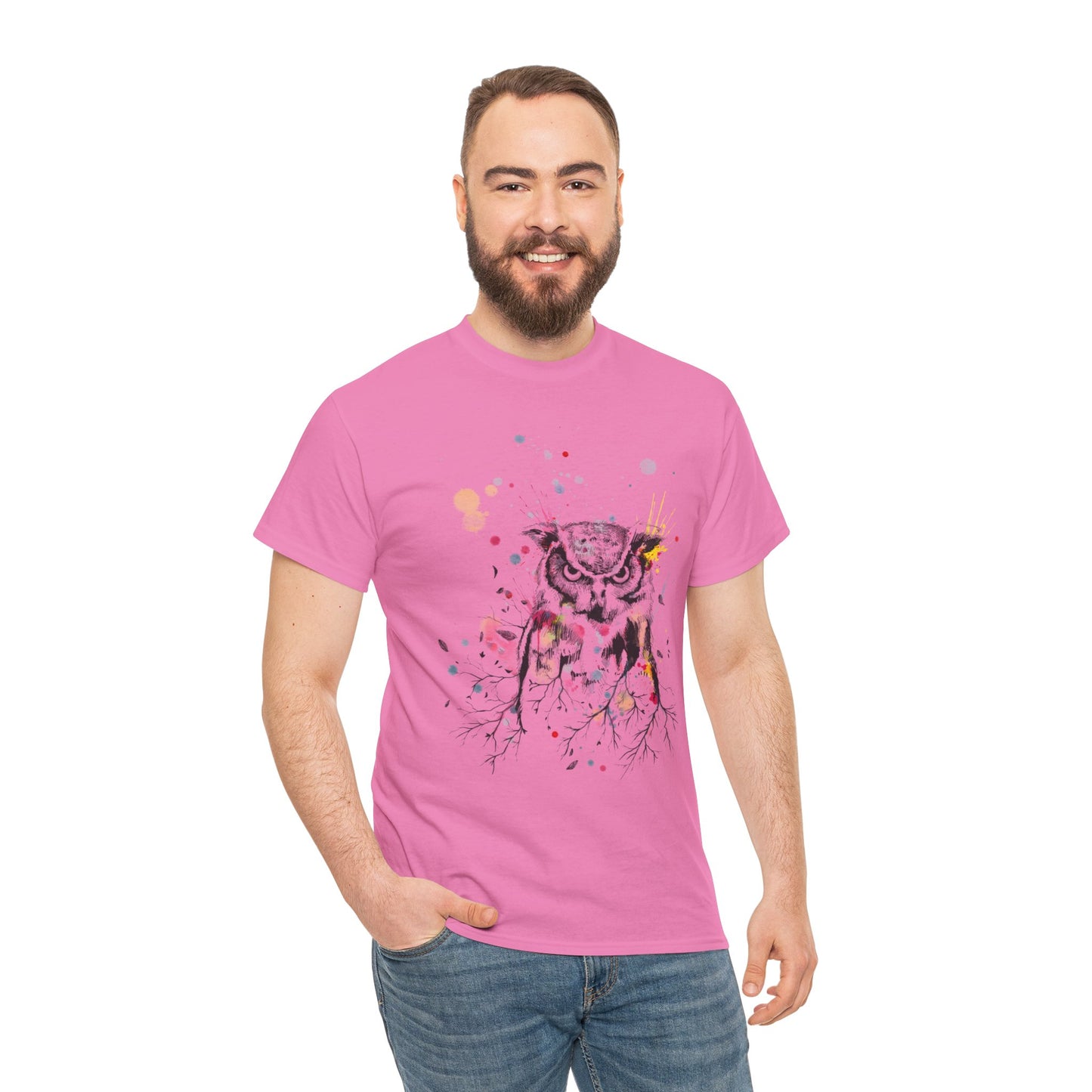 Owl Watercolor Unisex Heavy Cotton Tee
