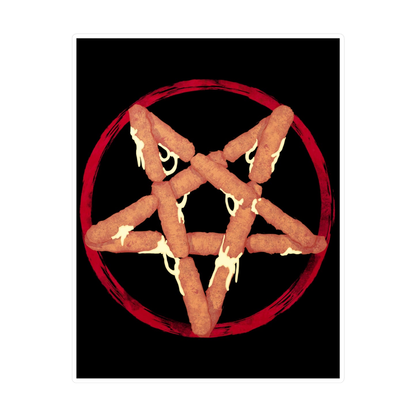 Mozzarella Stick Pentagram Kiss-Cut Vinyl Decal